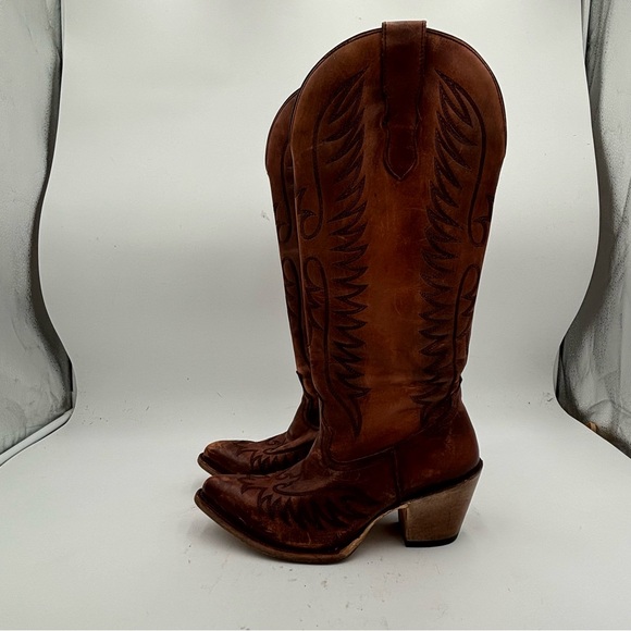 Corral Shoes - Corral Women’s 8 Brown Cognac Leather Embroidery Western Boots
